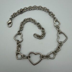 Tiffany & Co. sterling silver 925 multi open heart charm necklace 16.5” approx